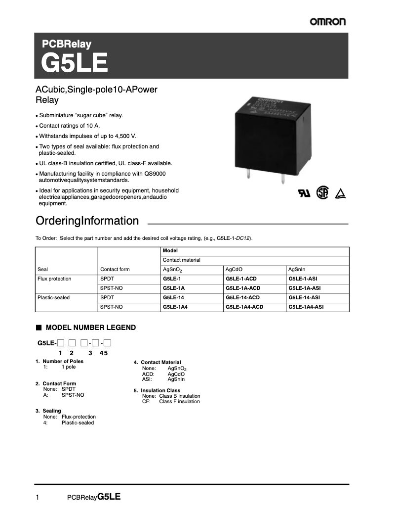 Page n°1 - Manuel utilisateur Omron G5LE