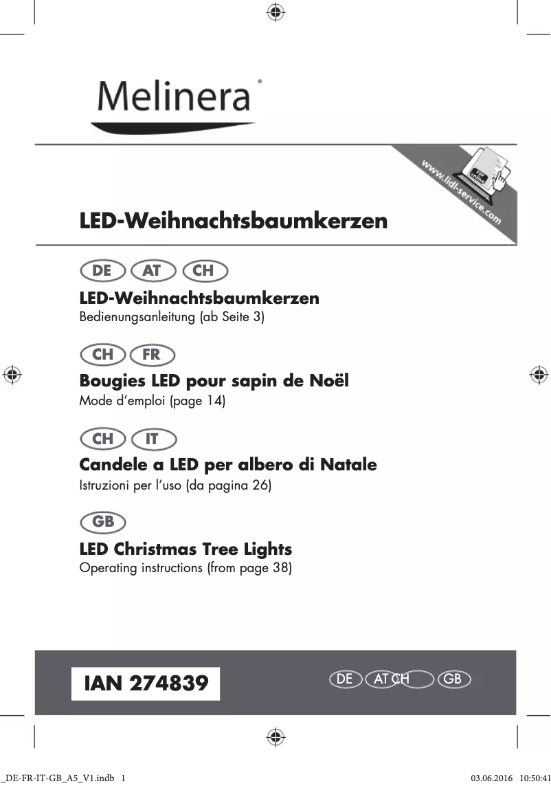 Image de la première page du manuel de l'appareil IAN 274839