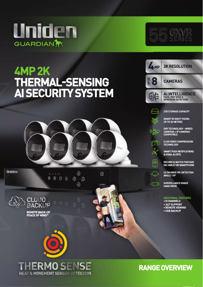 Page 1 de la notice Brochure Uniden GXVR 55880