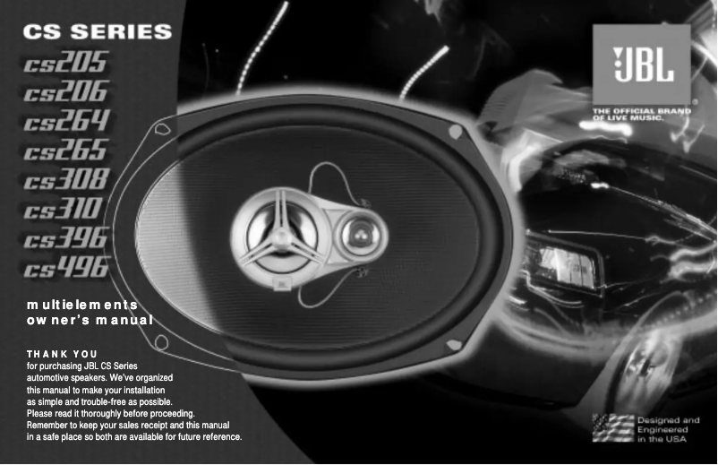 Page n°1 - Manuel utilisateur JBL CS496