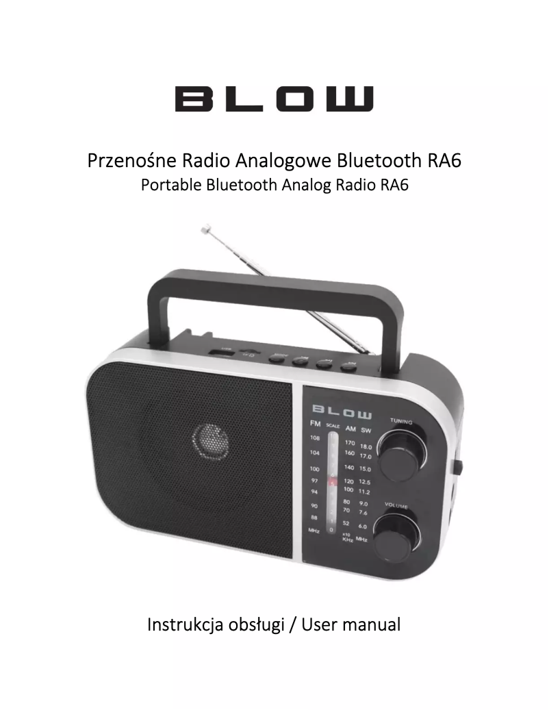 Page 1 de la notice Manuel utilisateur BLOW RA6