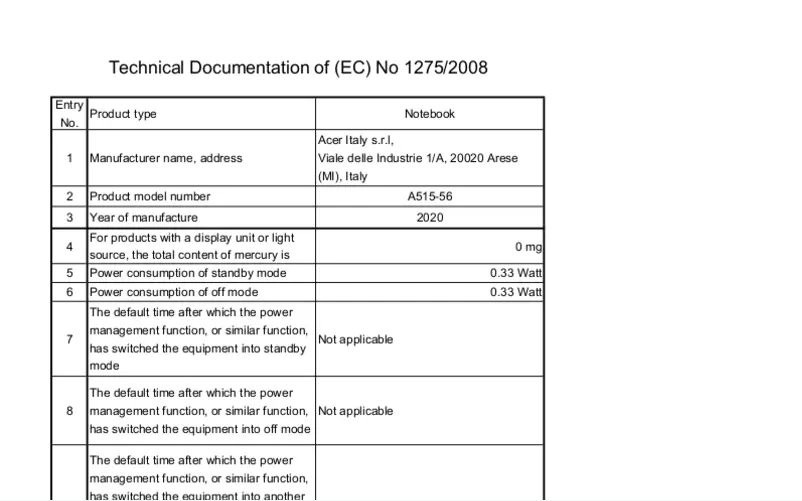 Página 1 del manual Ficha técnica Acer Aspire 5
