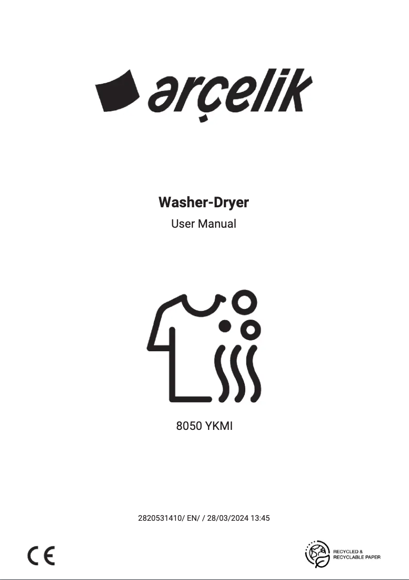 Page n°1 - Manuel utilisateur Arçelik 8050 YKMI