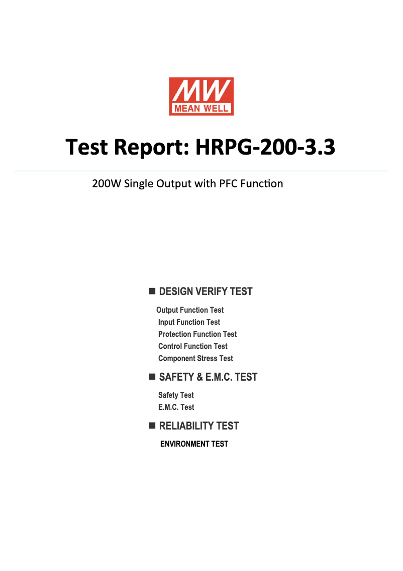 Page 1 de la notice Fiche technique Mean Well HRPG-200-3.3