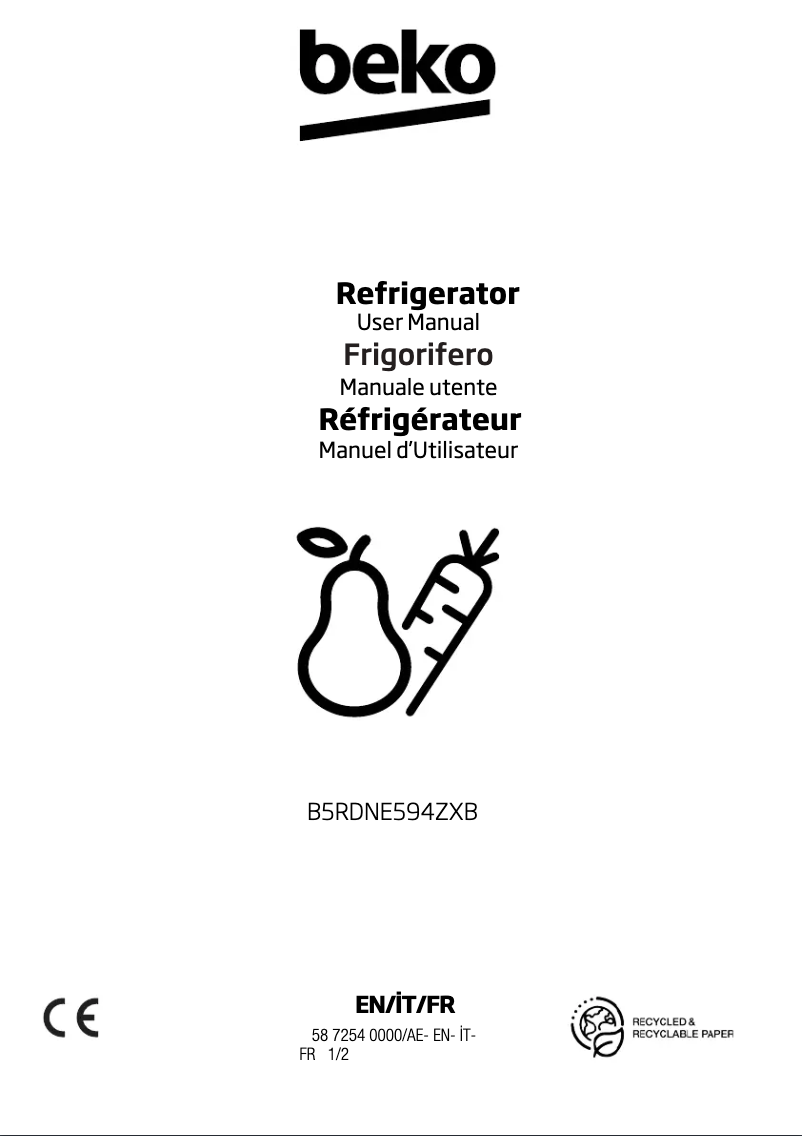 Image de la première page du manuel de l'appareil B5RDNE594ZXB