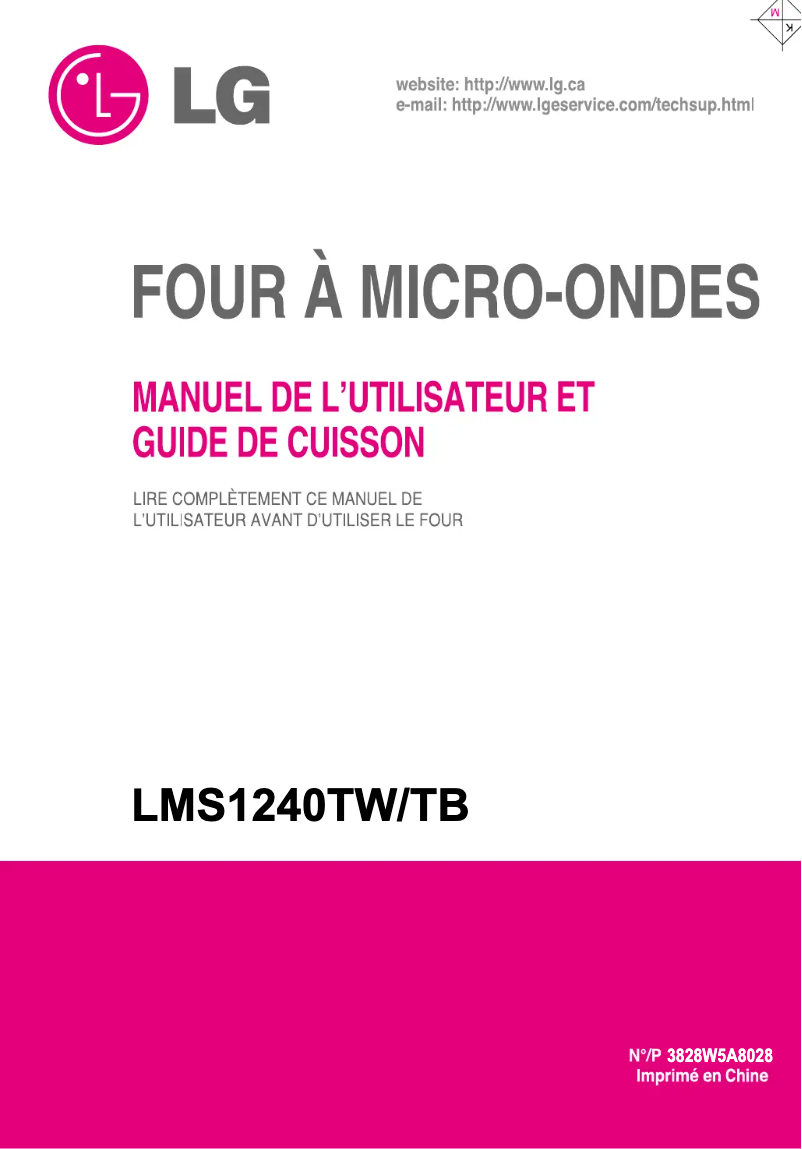 Image de la première page du manuel de l'appareil LMS1240TB