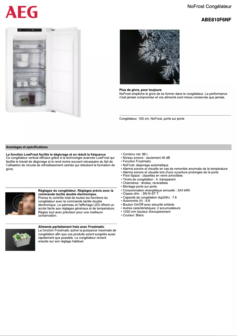 Página 1 del manual Ficha técnica AEG ABE810F6NF