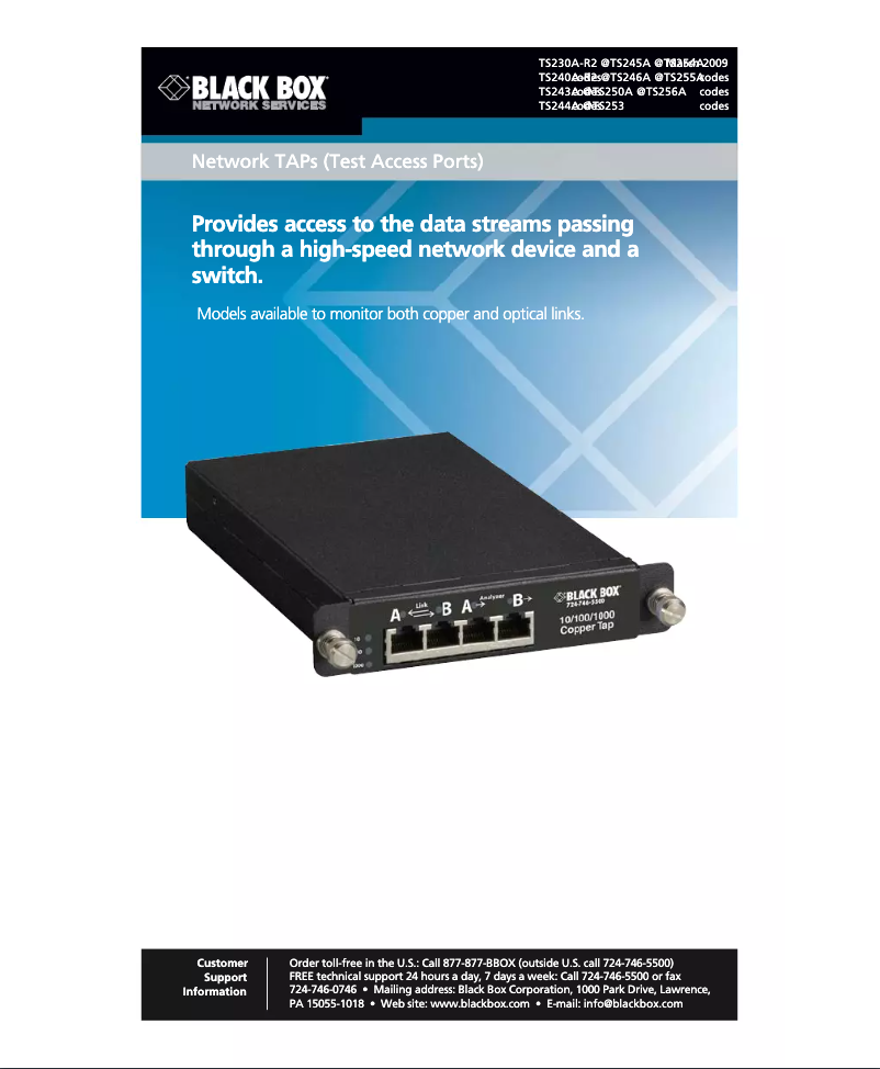 Page 1 de la notice Manuel utilisateur Black Box TS230A-R2