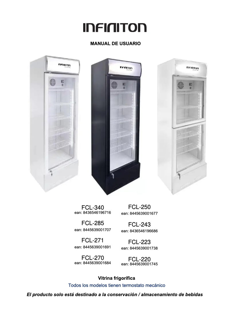 Page n°1 - Manuel utilisateur Infiniton FCL-285