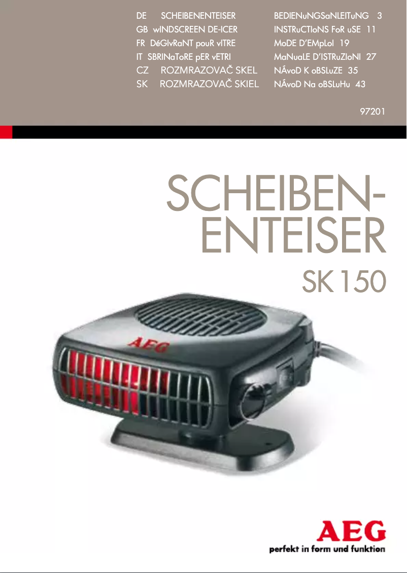 Page n°1 - Manuel utilisateur AEG SK 150