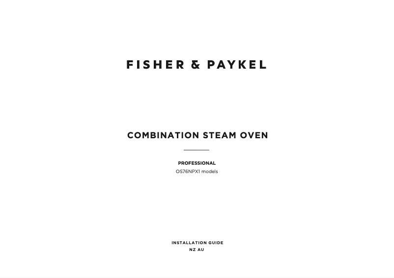 Page 1 de la notice Guide d'installation Fisher & Paykel OS76NPX1