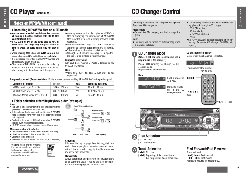 Página 1 del manual Manual de usuario Panasonic CQ-DP383W