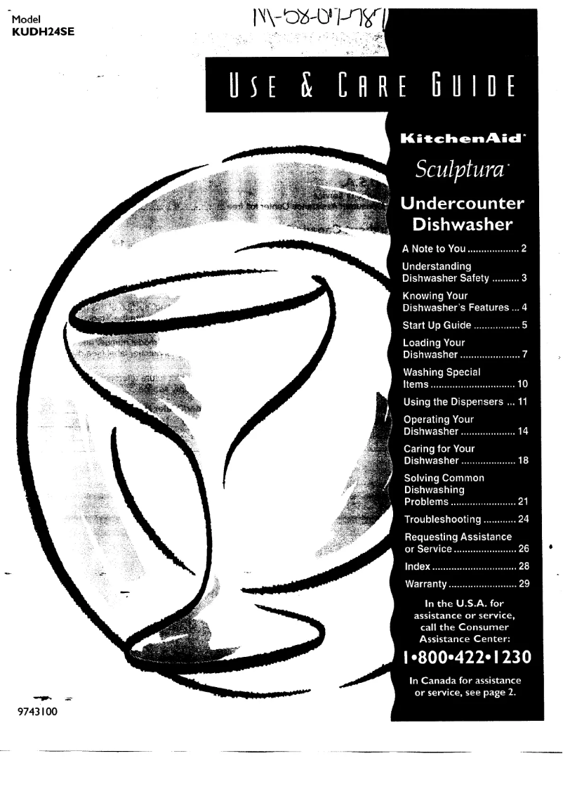 Page 1 de la notice Manuel utilisateur KitchenAid KUDH24SE