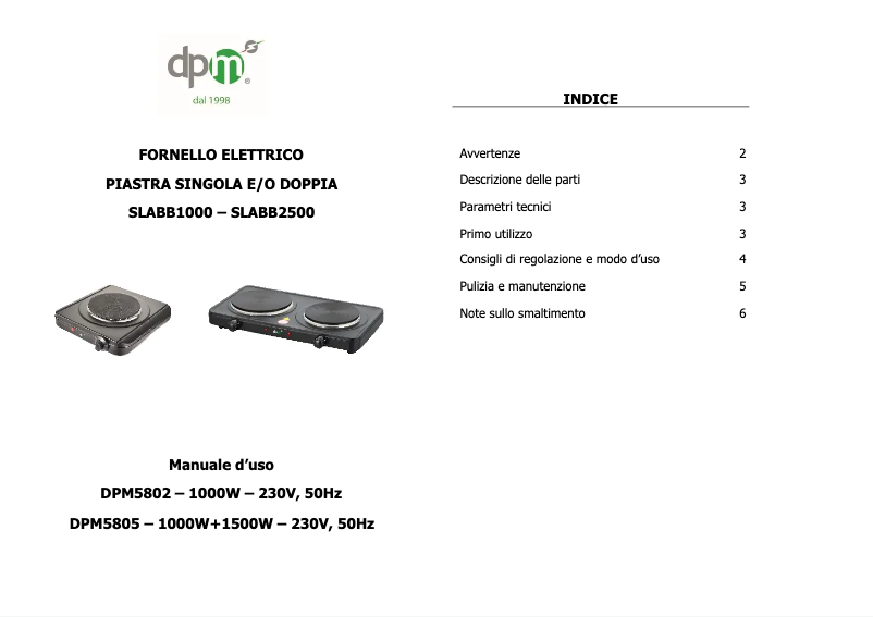 Image de la première page du manuel de l'appareil DPM5802