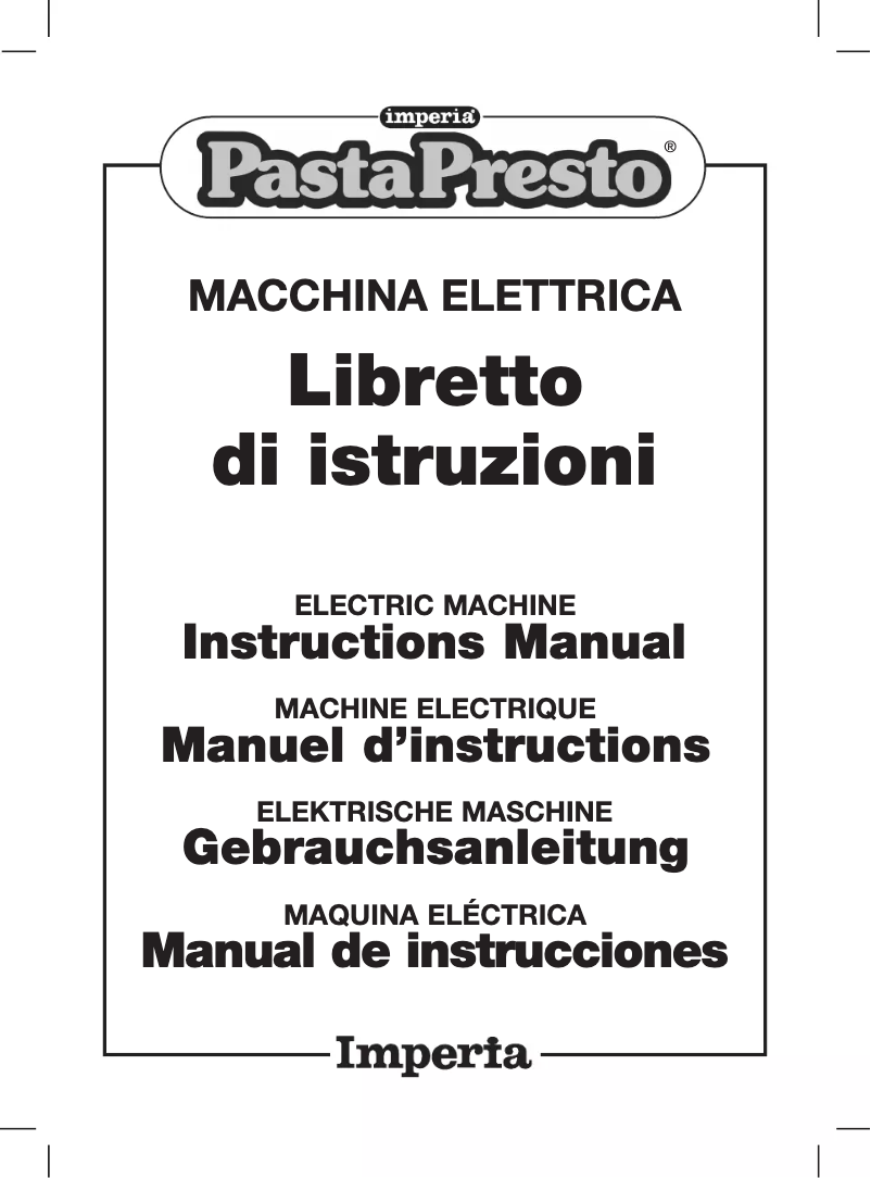 Image de la première page du manuel de l'appareil PastaPresto IM-700