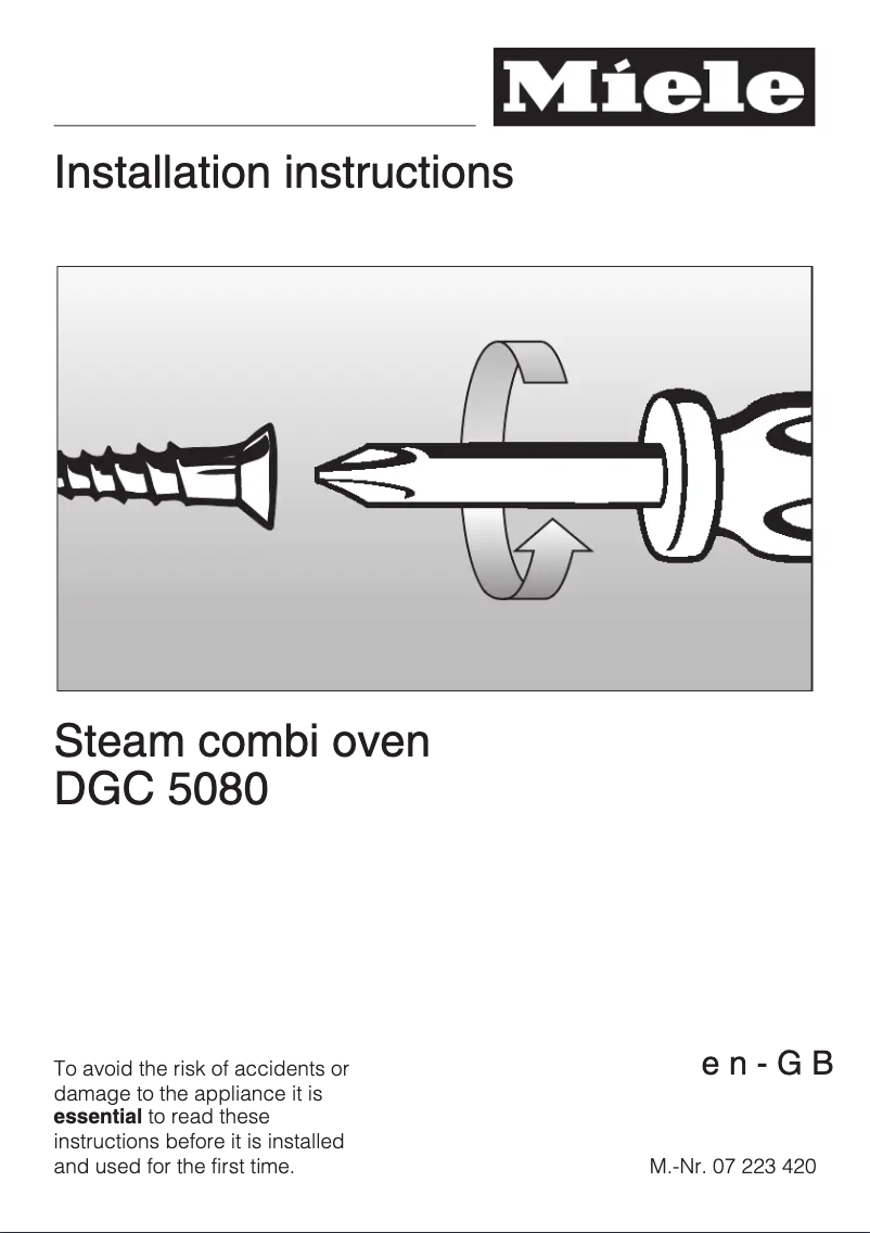 Page n°1 - Manuel utilisateur Miele DGC 5070