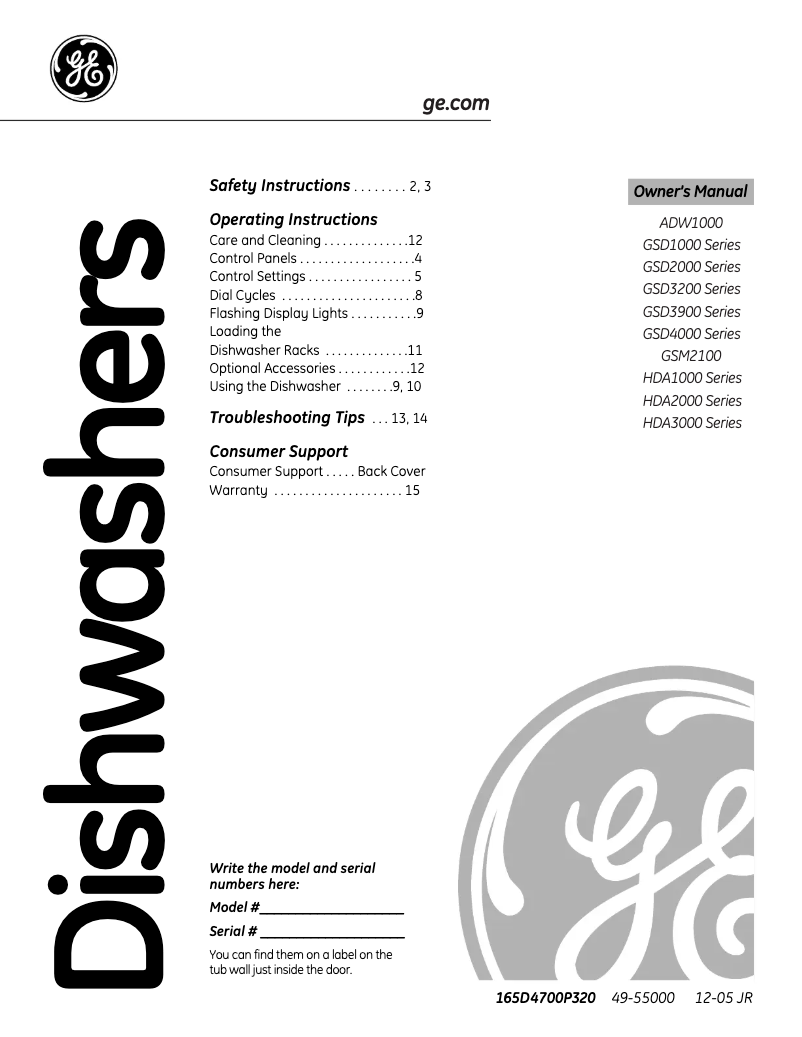 Page n°1 - Manuel d'utilisation et d'entretien Hotpoint HDA2000GWW