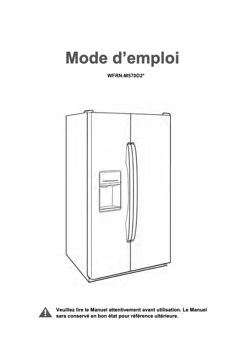 Page 1 de la notice Manuel utilisateur Winia WFRN-M570D2X