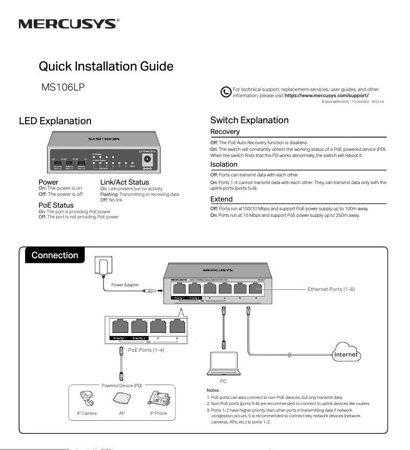 Page n°1 - Guide d'installation Mercusys MS106LP
