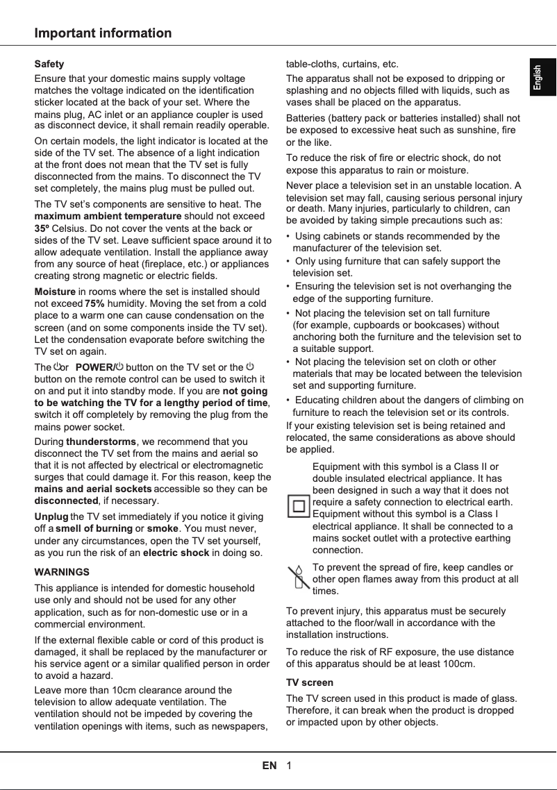 Page 1 of the manual Instruction Manual TCL 43DP600