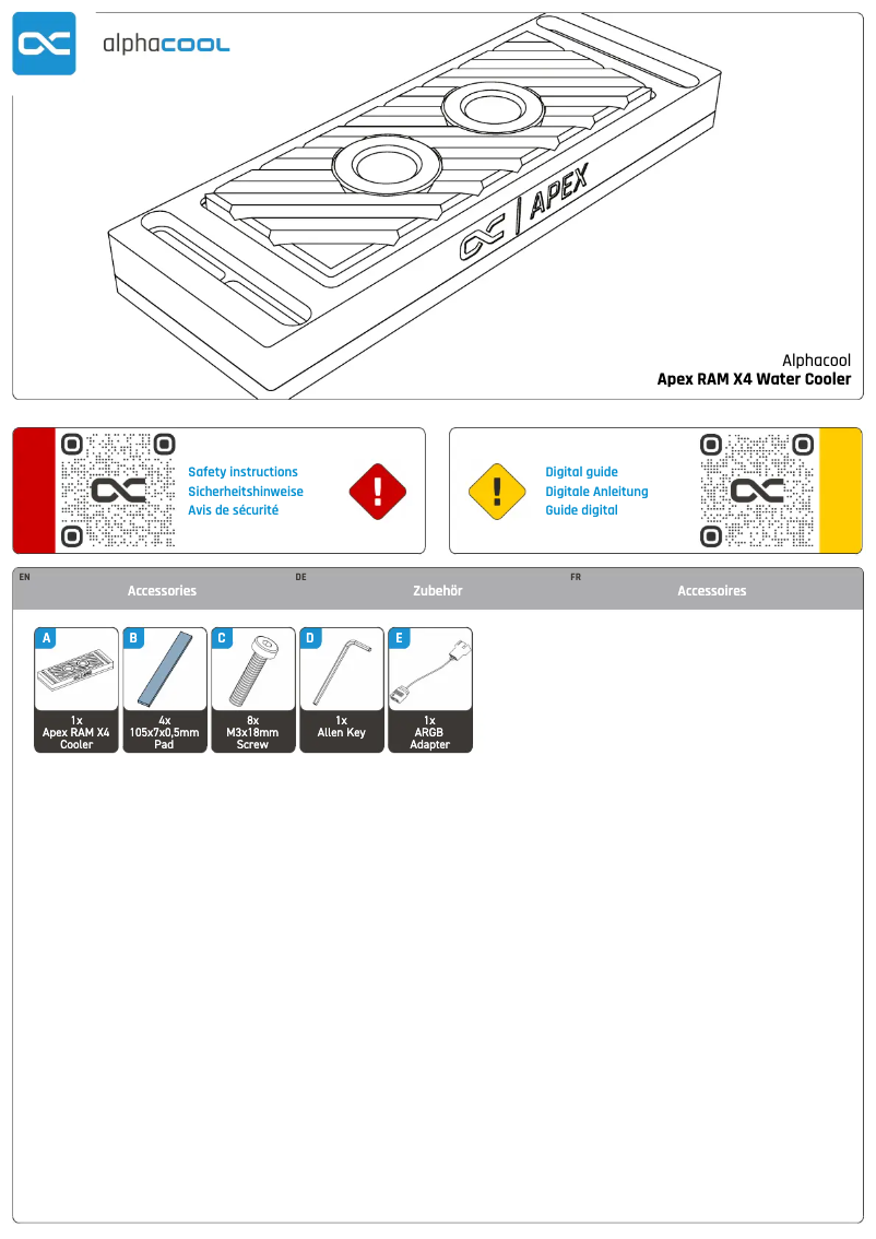 Image de la première page du manuel de l'appareil Apex RAM X4