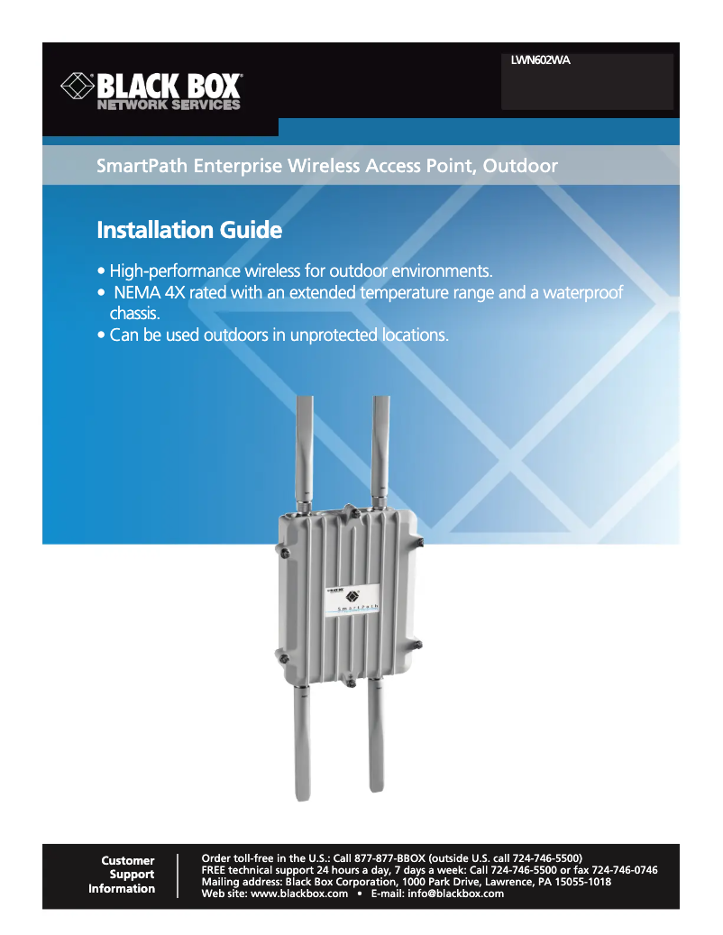 Page 1 de la notice Manuel utilisateur Black Box LWN602WA