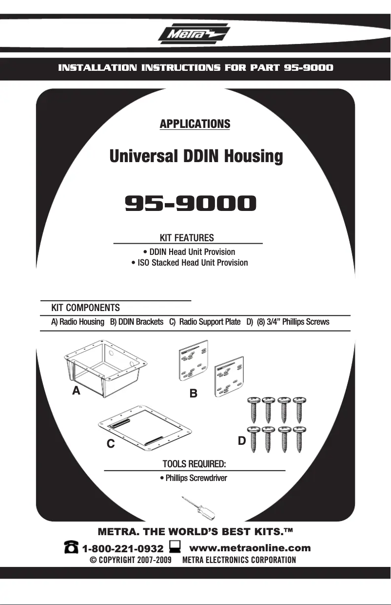 Page n°1 - Manuel utilisateur Metra 95-9000