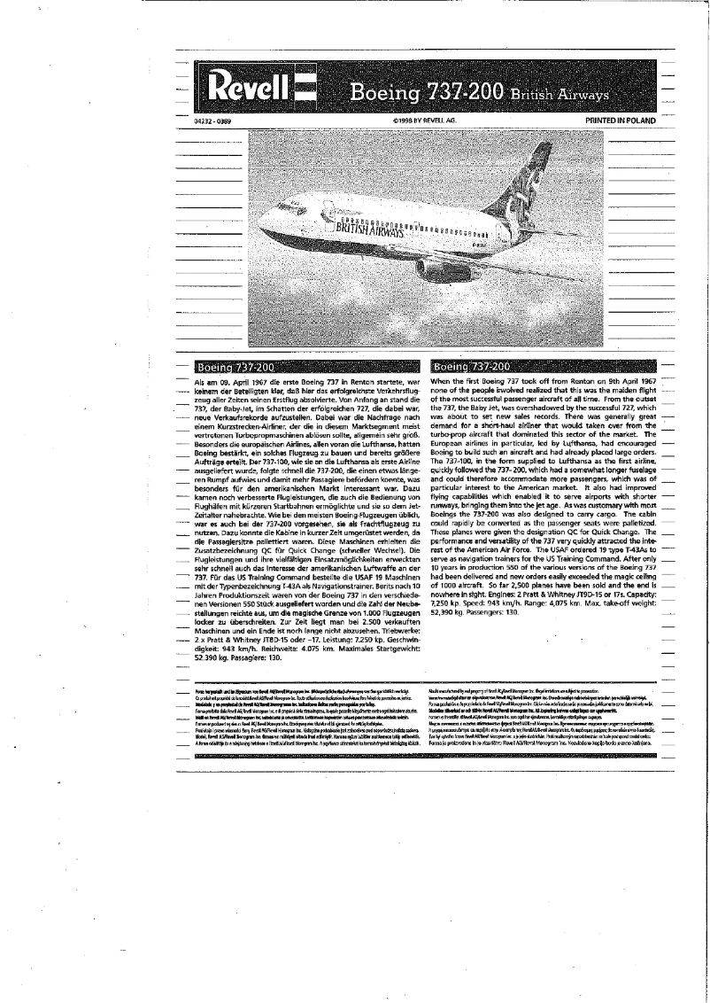 Page n°1 - Manuel utilisateur Revell Boeing 737-200 Britisch Airways