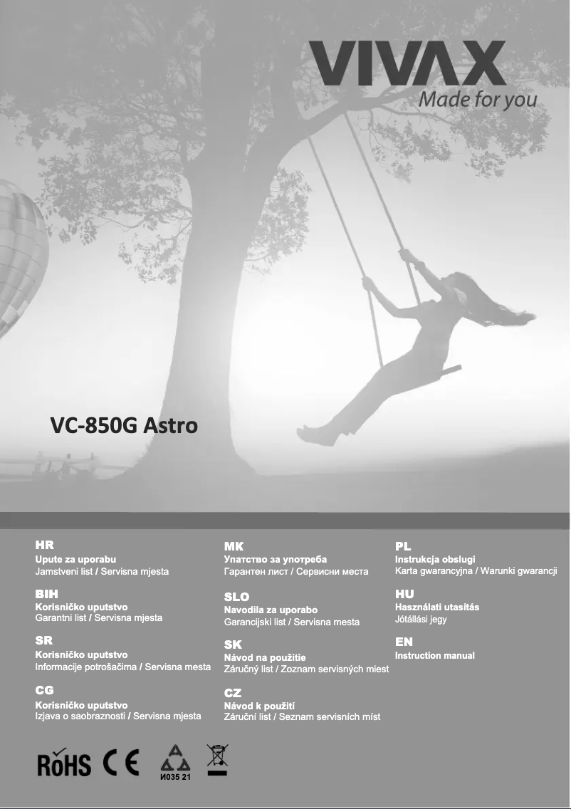 Page n°1 - Manuel utilisateur Vivax VCC-850G Astro