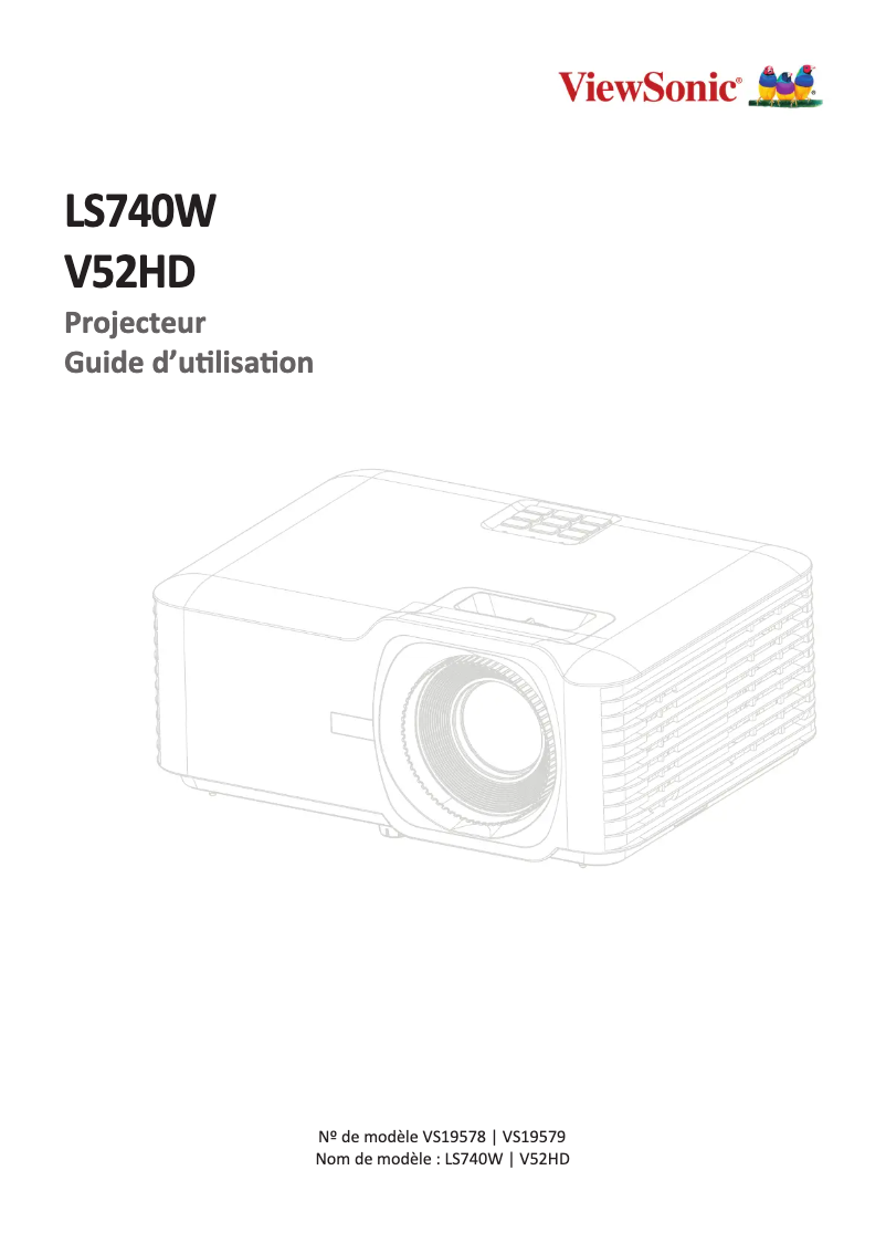 Page 1 de la notice Manuel utilisateur Viewsonic V52HD