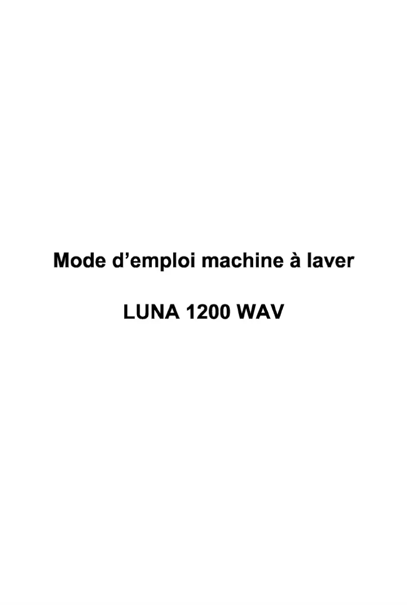 Image de la première page du manuel de l'appareil LUNA 1200 WAV