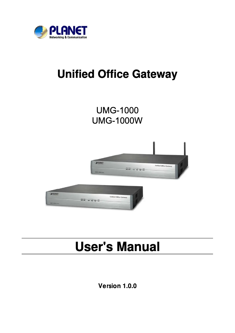 Page 1 de la notice Manuel utilisateur Planet UMG-1000
