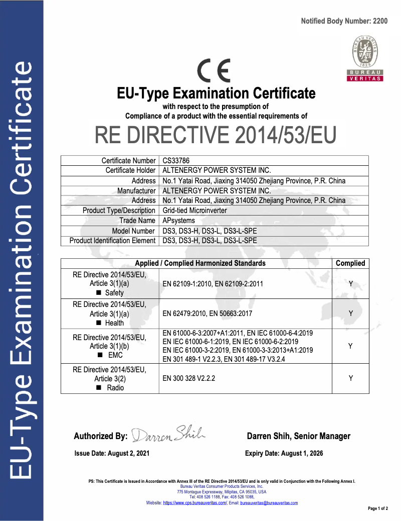 Page 1 de la notice Guide d'installation APsystems DS3
