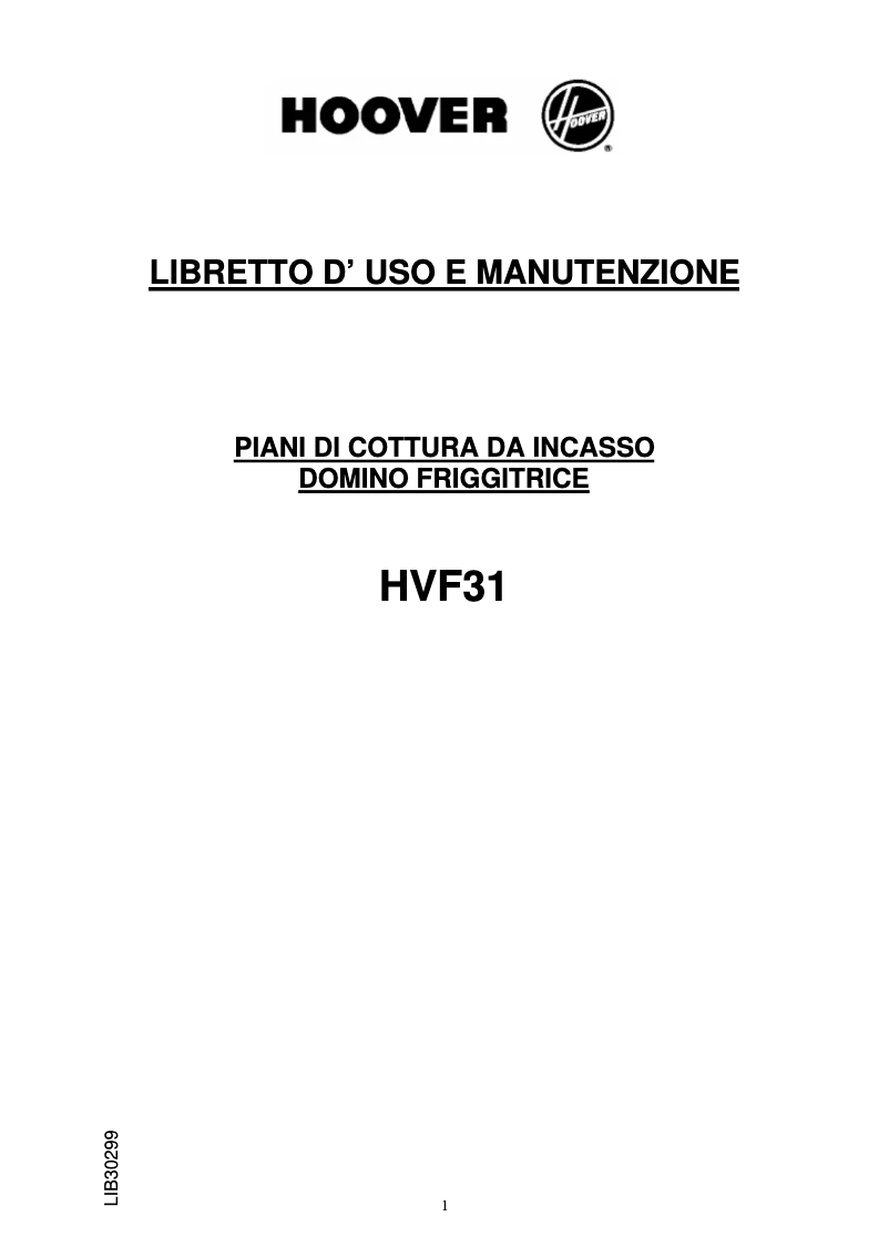 Page 1 de la notice Manuel utilisateur Hoover HVF 31