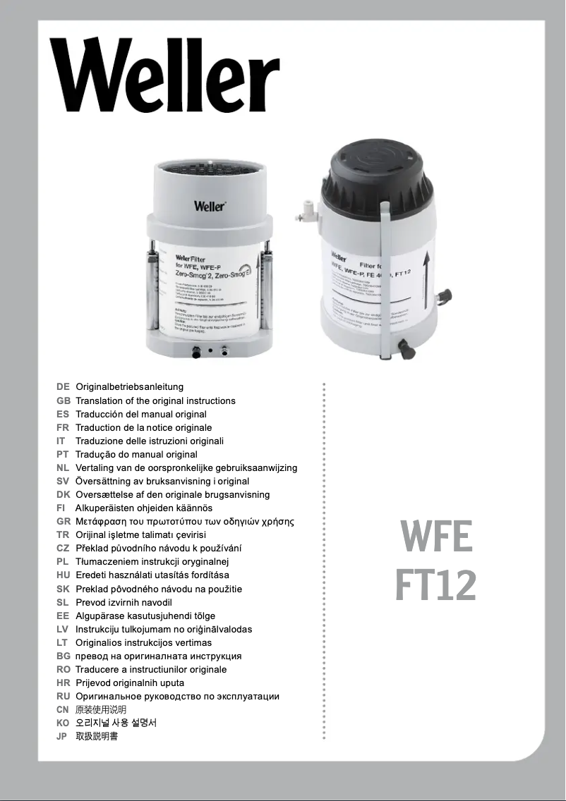 Page 1 de la notice Manuel utilisateur Weller FT 12
