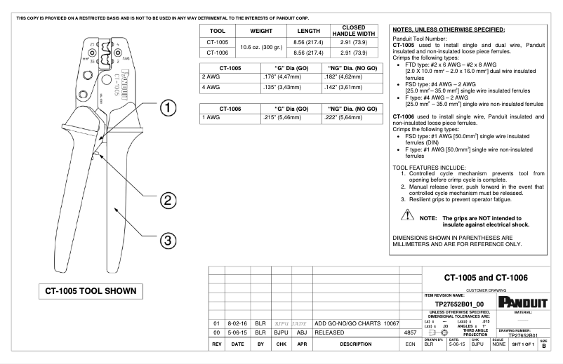 Page n°1 - Dessin technique Panduit CT-1006