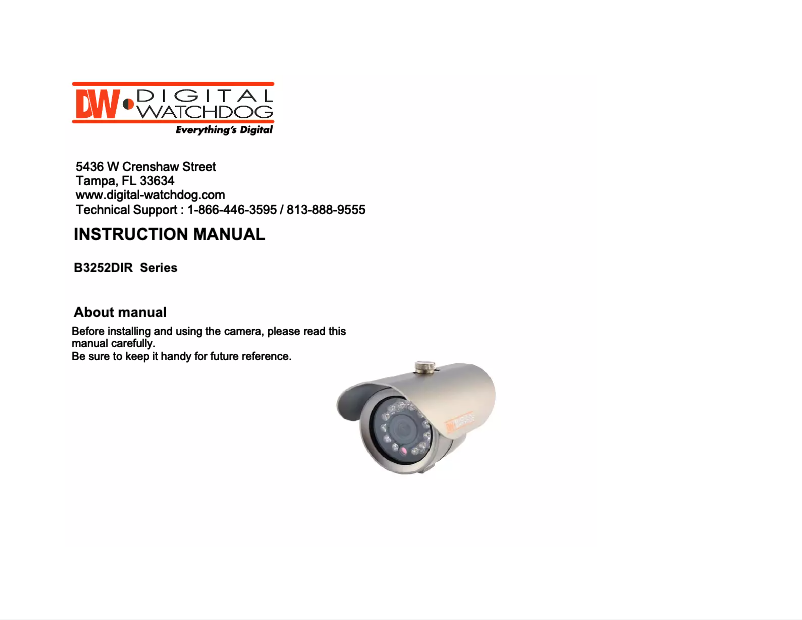 Page 1 de la notice Manuel utilisateur Digital Watchdog DWC-B3252DIR