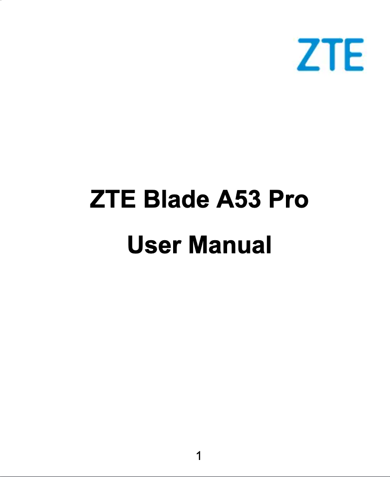 Page 1 de la notice Manuel utilisateur ZTE Blade A53 Pro