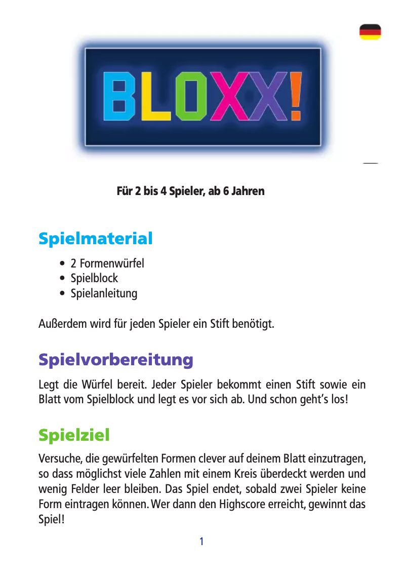 Image de la première page du manuel de l'appareil Bloxx!