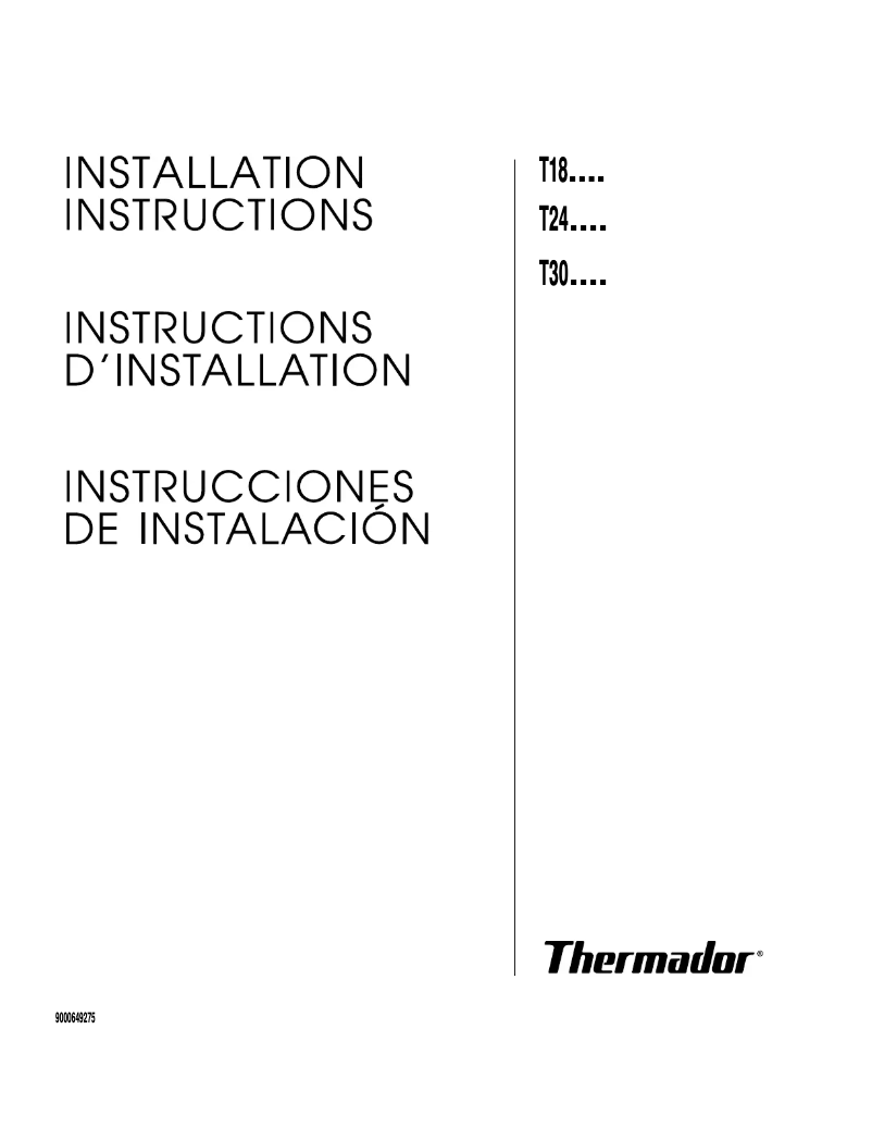 Page 1 de la notice Guide d'installation Thermador T30IR800SP