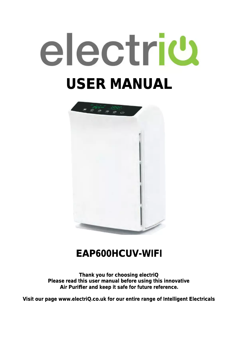 Página 1 del manual Manual de usuario ElectriQ EAP600HCUV-WIFI