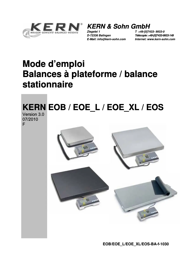 Page 1 de la notice Manuel utilisateur Kern EOB 60K20L