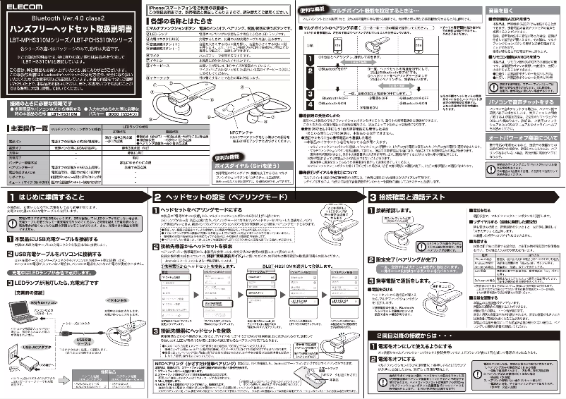 Page n°1 - Manuel utilisateur Elecom LBT-MPHS310MRD