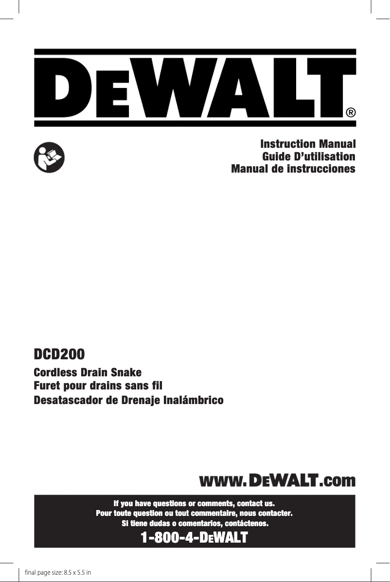 Page n°1 - Manuel utilisateur DeWalt DCD200D1