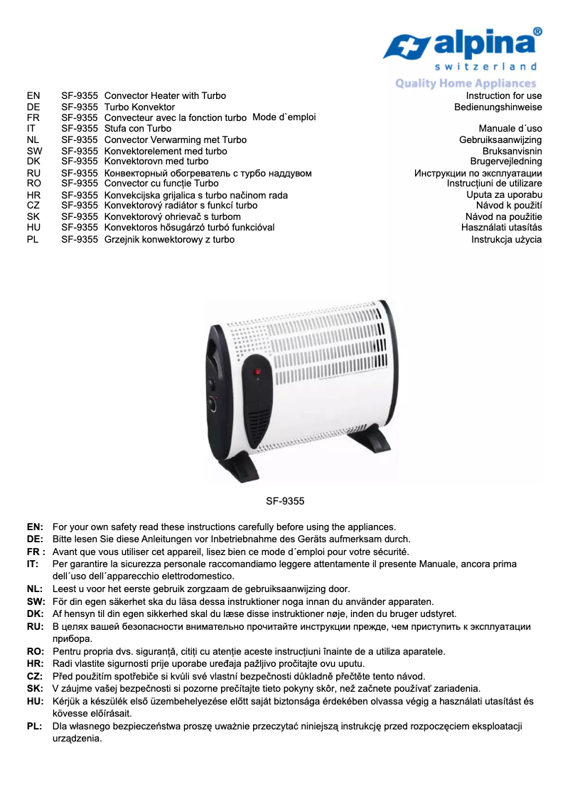 Image de la première page du manuel de l'appareil SF-9355
