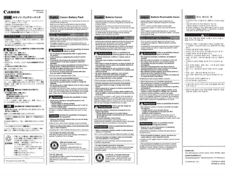 Page 1 de la notice Manuel utilisateur Canon NB-6LH