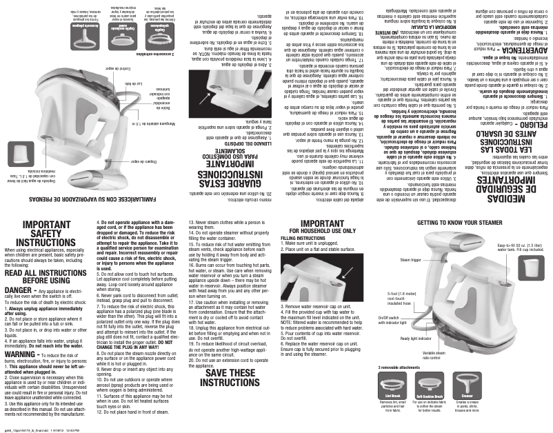 Image de la première page du manuel de l'appareil ExtremeSteam GS65