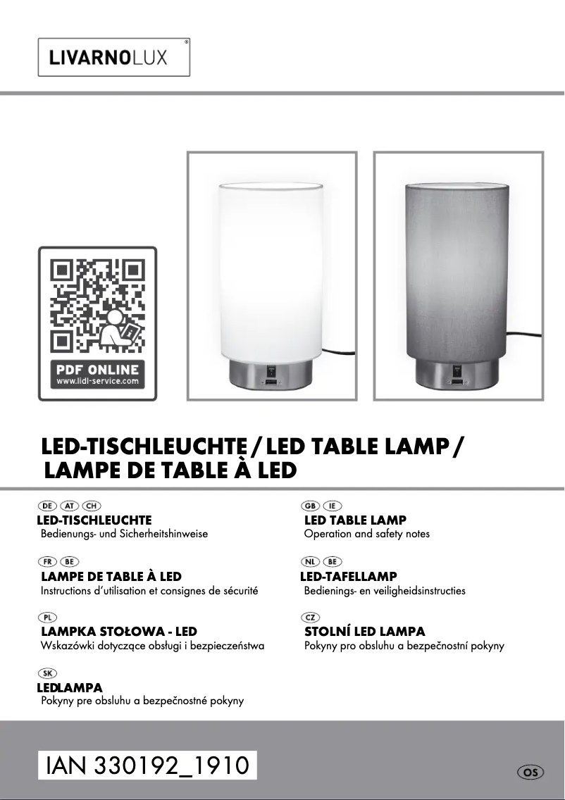Page 1 de la notice Manuel utilisateur Livarno Lux IAN 330192