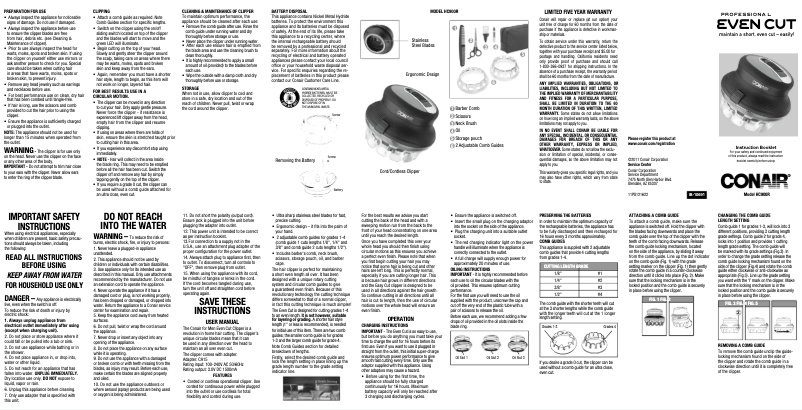 Page 1 de la notice Manuel utilisateur Conair HC900RN