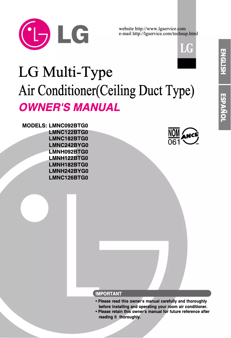 Page 1 de la notice Manuel utilisateur LG LMNC092BTG0